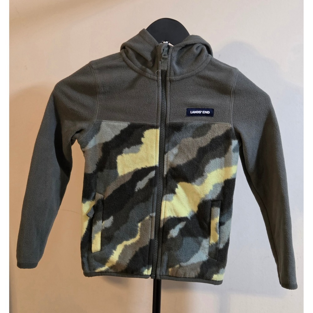 Lands' End Camo Full Zip Jacket Youth Size 6 Green